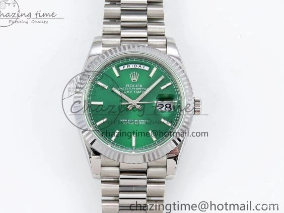 Stick Steel SS 40 Dial (Gain V3 Light JDF Weight) President Green DayDate on VR3255 904L Bracelet 0401